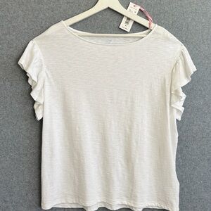 NWT Vineyard Vines Ruffle Short Sleeve Top XL White